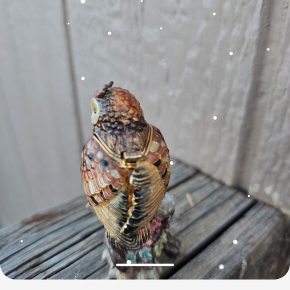 Fitz & Floyd Owl Trinket Box 34/117 VTH 2004 24K Gold Enamel Collectible Small - Picture 3 of 5